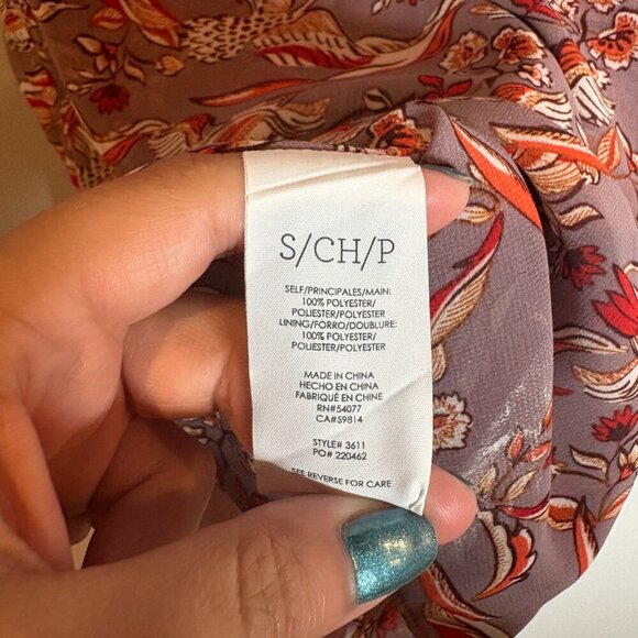 CAbi 3611 Good Luck Red Crane Print Peplum Tank top - Picture 2 of 5